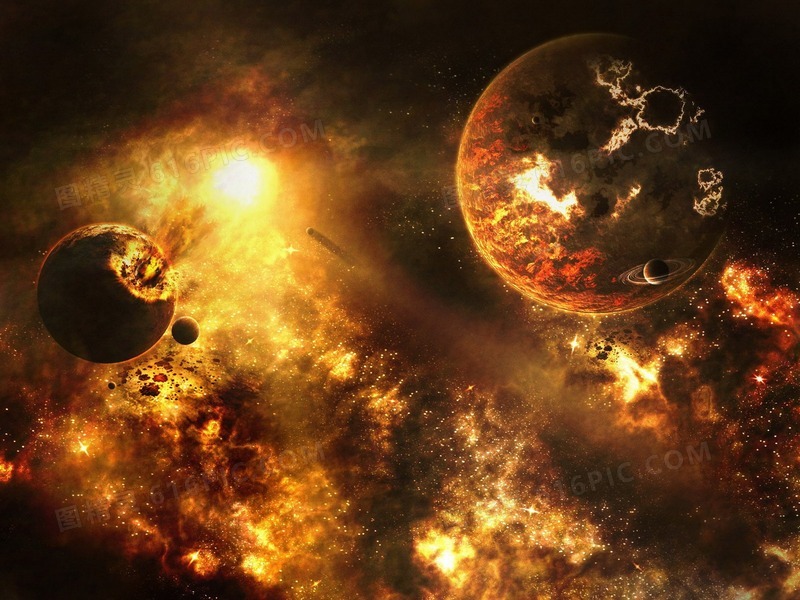宇宙银河黄色光效场景