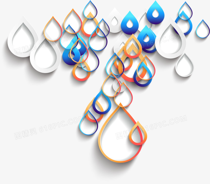 卡通3D立体雨滴
