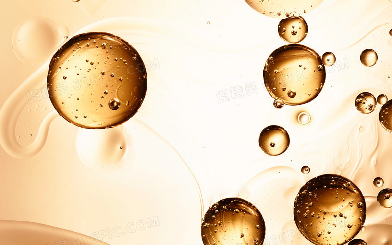 金色透明液体气泡海报背景