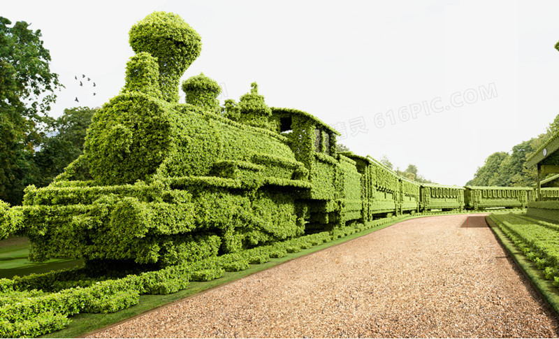 火车绿色叶子火车透明火车
