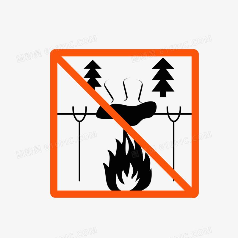 森林禁止烧烤标志图标素材