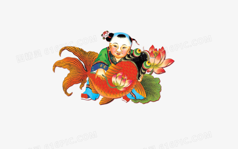 春节年画装饰高清免抠图素材