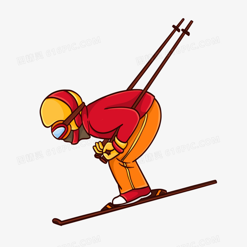 卡通手绘人物滑雪免抠元素