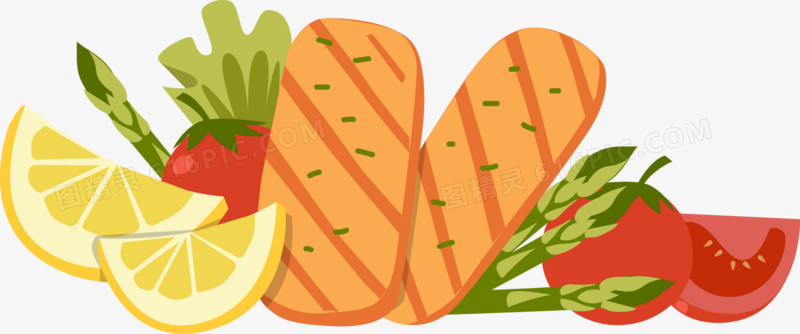 矢量扁平蔬菜水果装饰图案