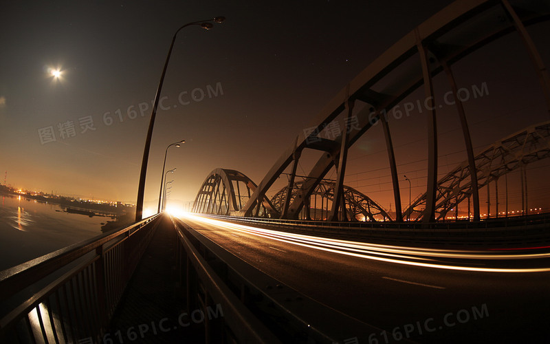 夜晚跨海大桥灯光海报背景