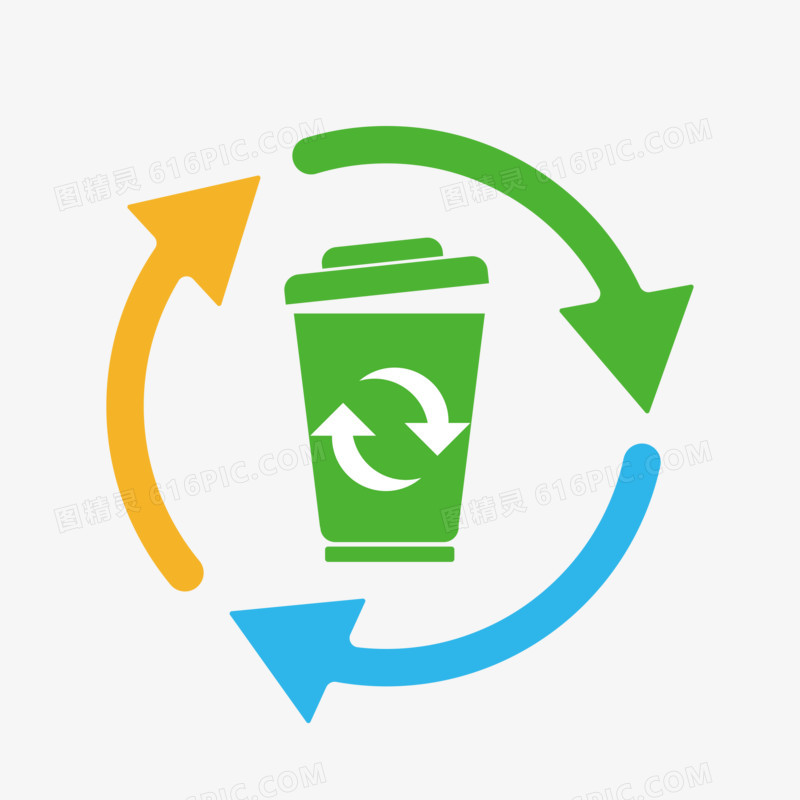 垃圾分类可循环垃圾筒图标素材