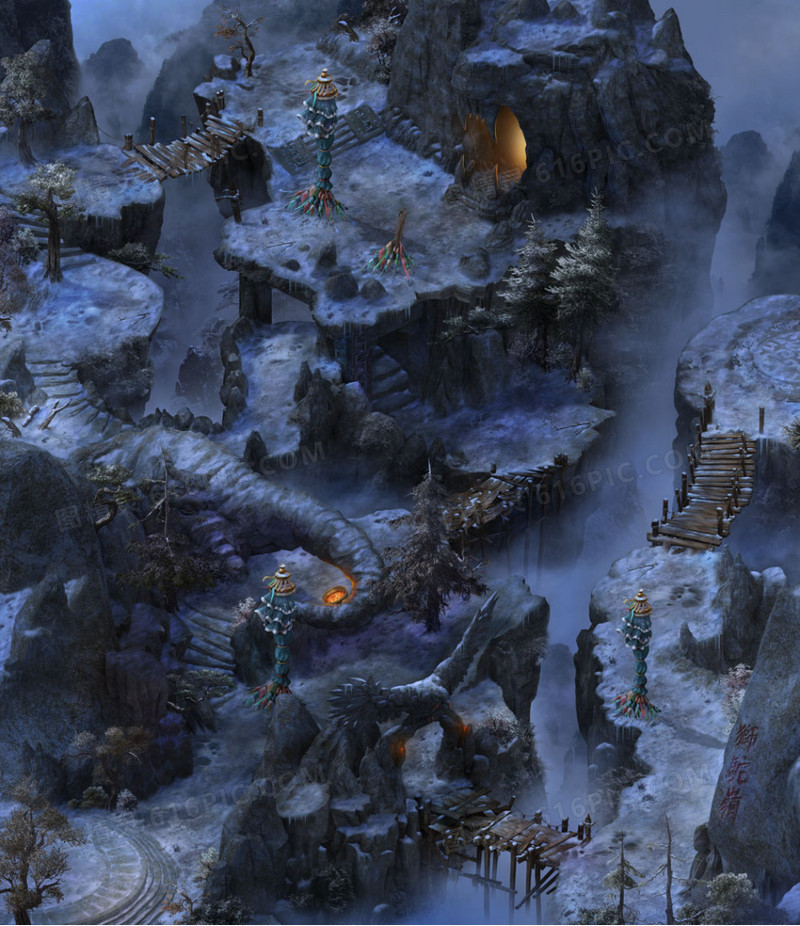游戏场景创意元素石头环境渲染