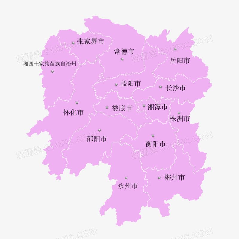 中国湖南省地图矢量素材