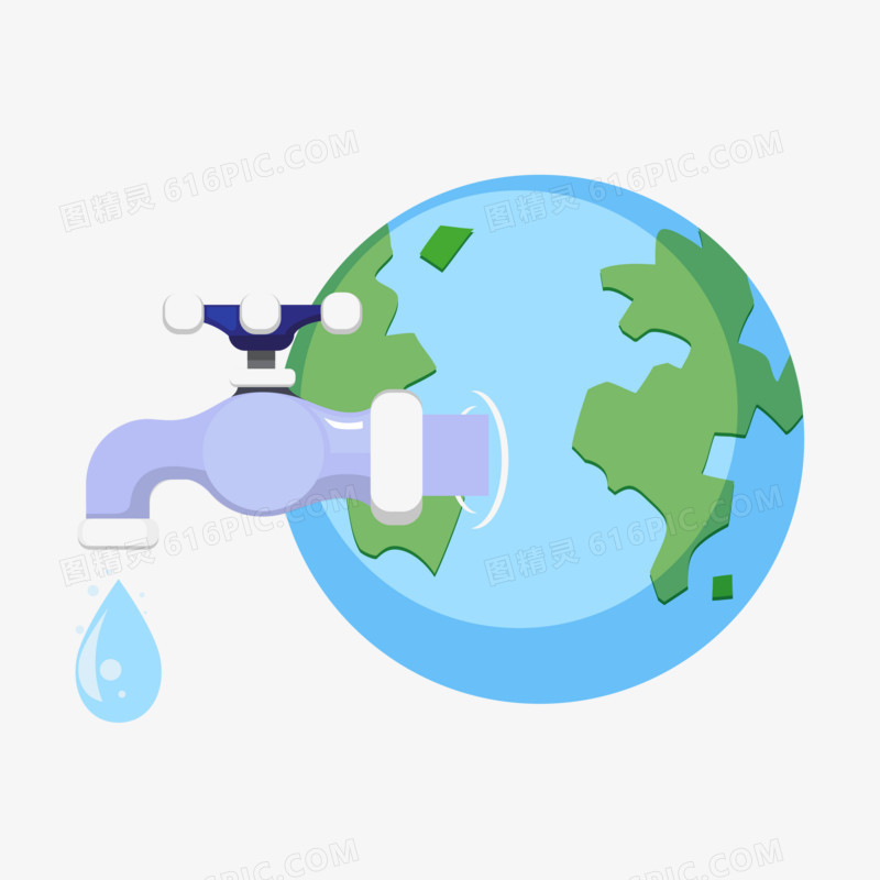 卡通手绘保护水资源创意元素