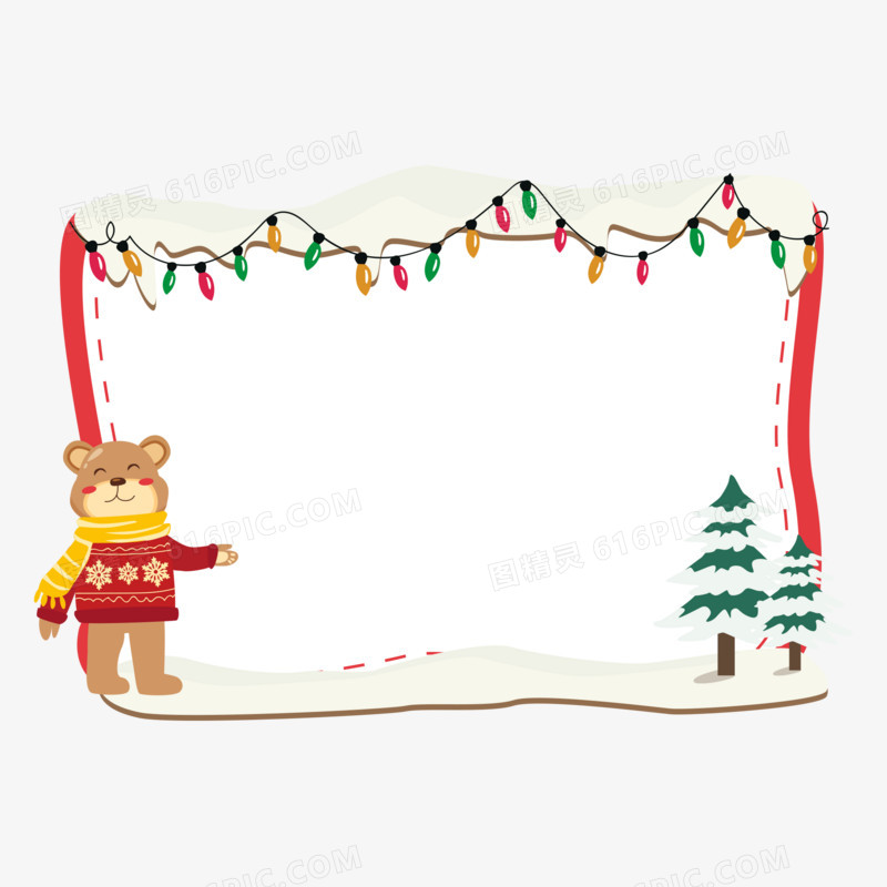 卡通手绘冬季小熊圣诞边框素材