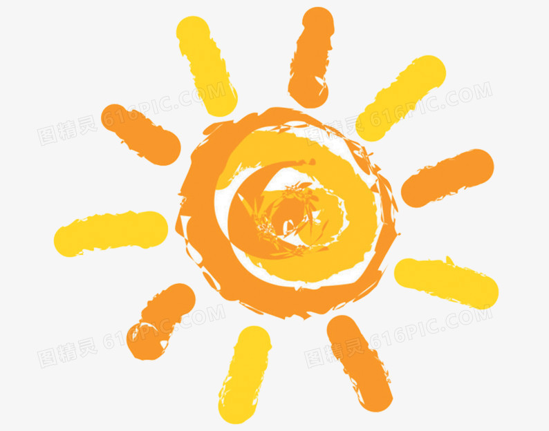 手绘黄色的太阳
