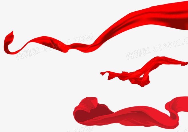 红色手绘漂浮丝带海报装饰
