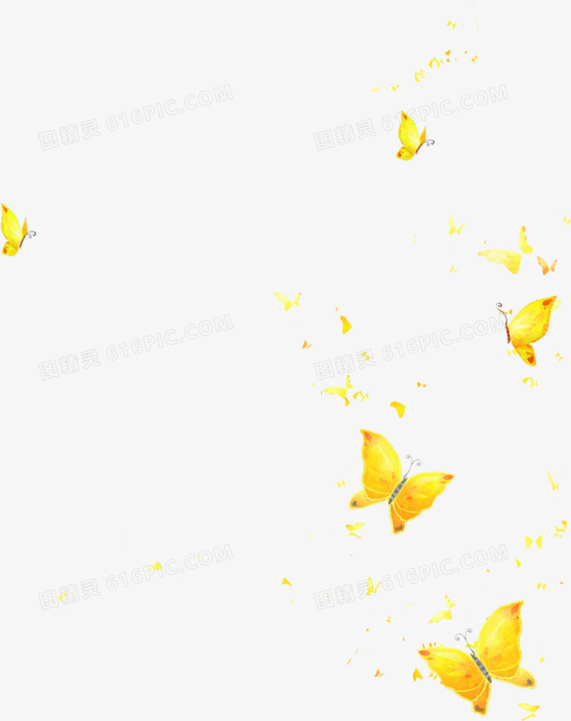 黄色飞翔自由蝴蝶