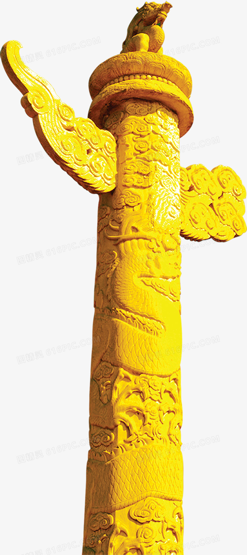 黄色荣耀华表美景雕塑