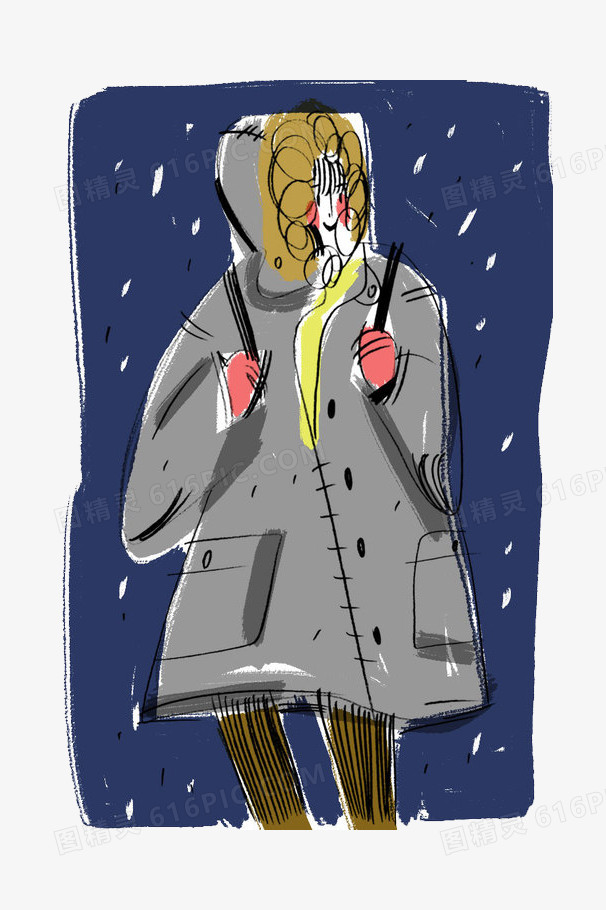 卡通冬季下雪