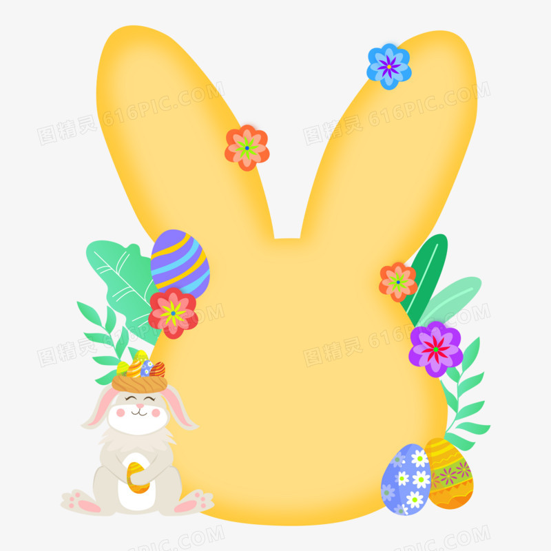 复活节兔子彩蛋边框素材