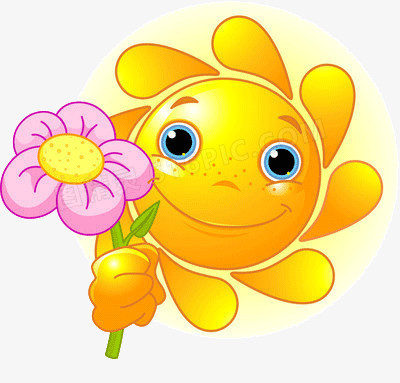 太阳手上握着一束花