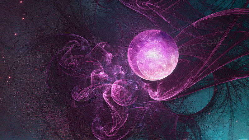 紫色水晶球光线光效海报背景