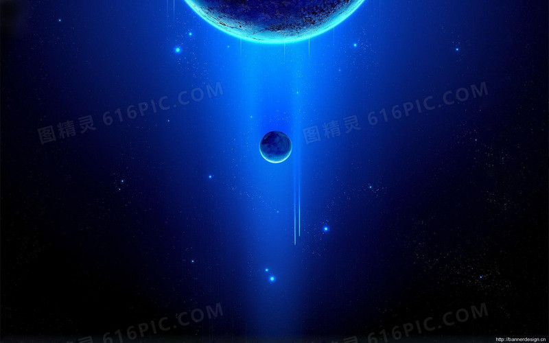 蓝色平行星球海报背景
