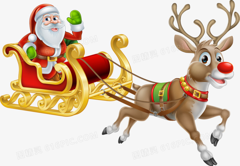 圣诞老人和麋鹿雪橇