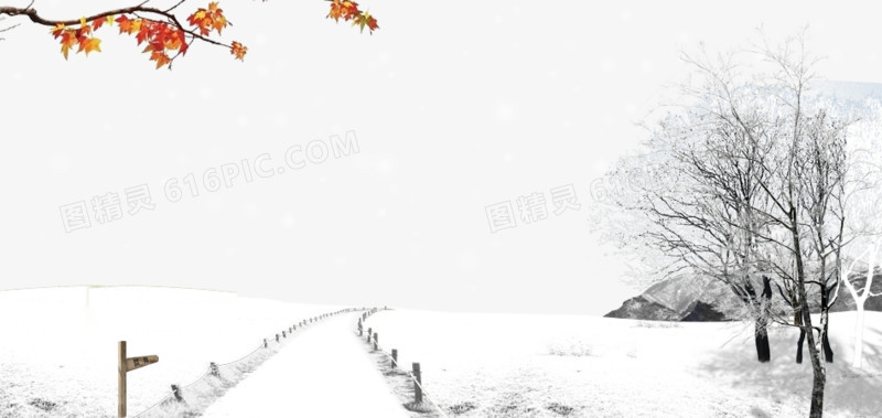 冬天白色雪景海报背景