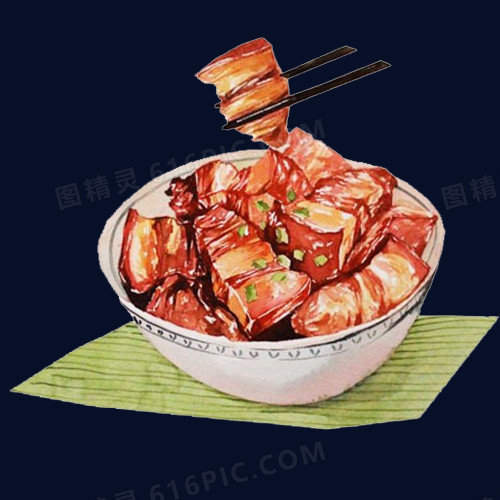 红烧肉手绘画素材图片