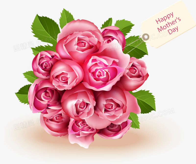 母亲节粉色玫瑰花束图
