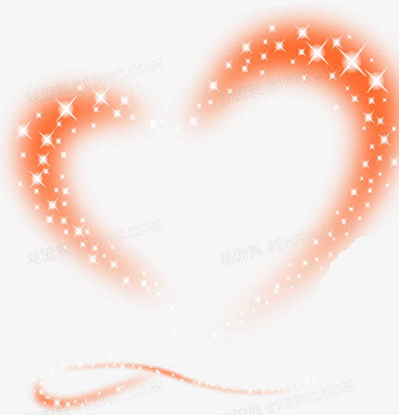 橙色星光心形海报背景七夕情人节