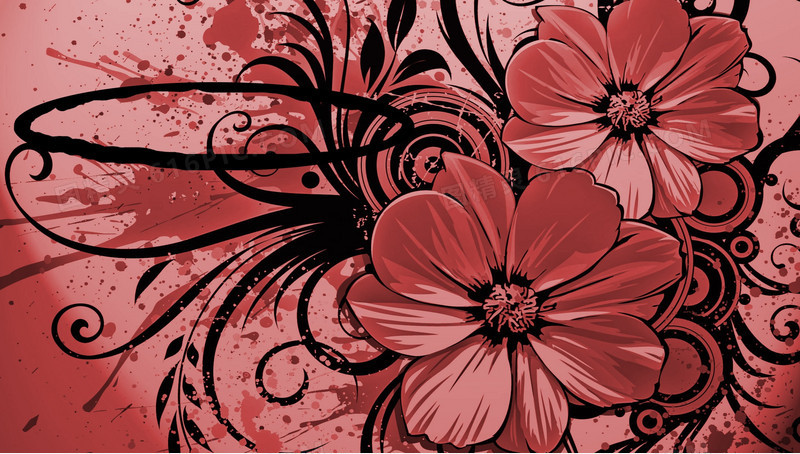 粉色手绘花朵海报背景素材