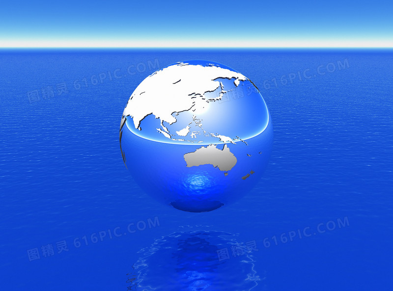 蓝色海洋上的地球模型高清