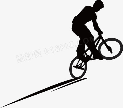 卡通运动剪影自行车