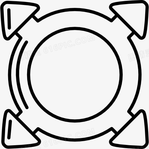 四个箭头围绕一个圆圈勾勒的形状图标