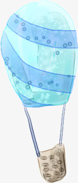 手绘蓝色梦幻艺术热气球装饰