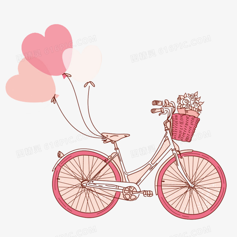 粉色单车爱心气球