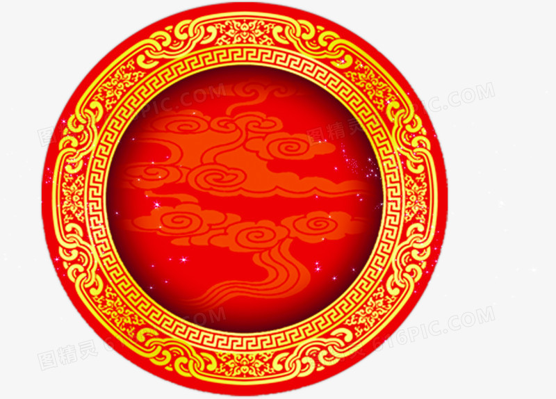 红色圆形春节装饰