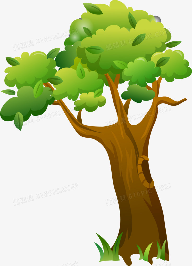 绿色卡通创意大树