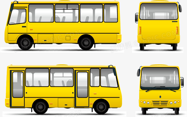 视角的黄色公交车免费下载