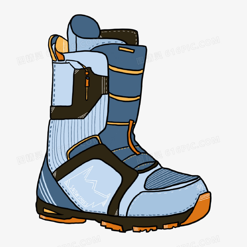 卡通手绘滑雪装备户外运动鞋子元素