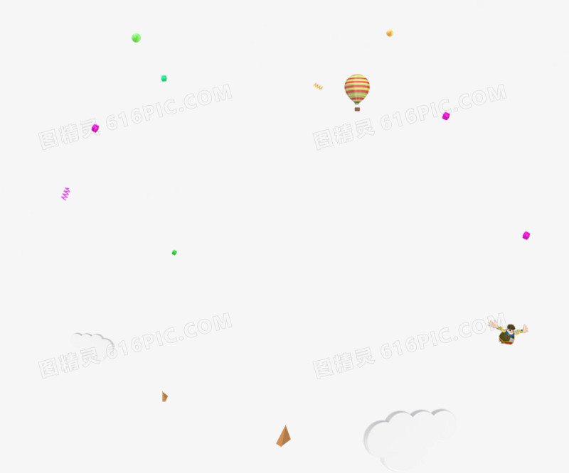 白云热气球小人装修小修饰