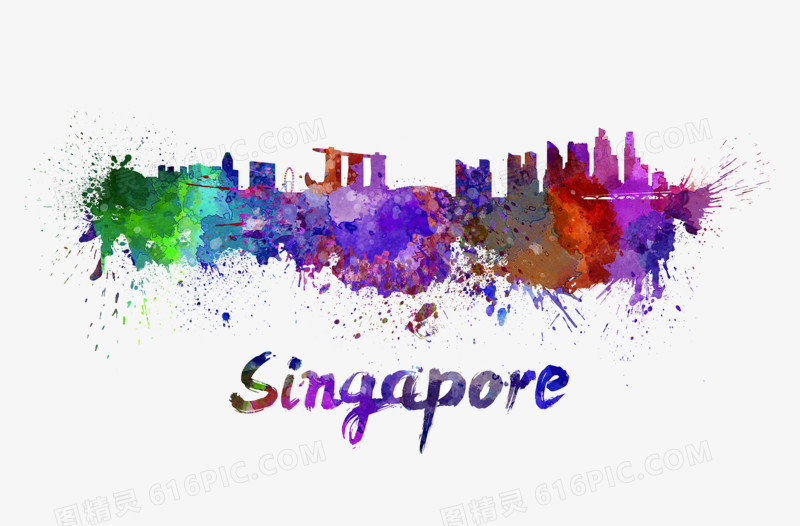 水彩城市新加坡