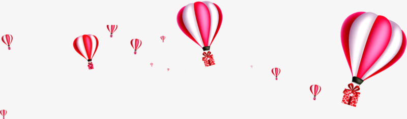 粉色卡通可爱热气球飘浮设计