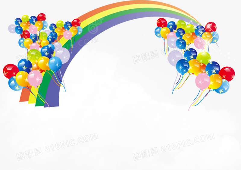 白云气球彩虹六一儿童节主题素材