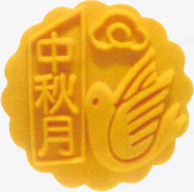 黄色中秋月鸟样式月饼
