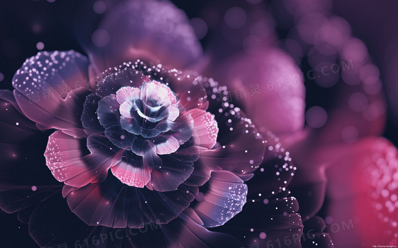 神秘紫色的水晶花朵