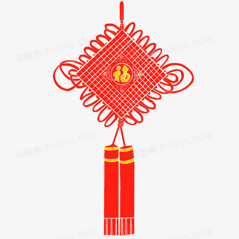 红黄色手绘中国结装饰元素
