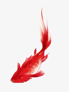 红色鲤鱼手绘中国风