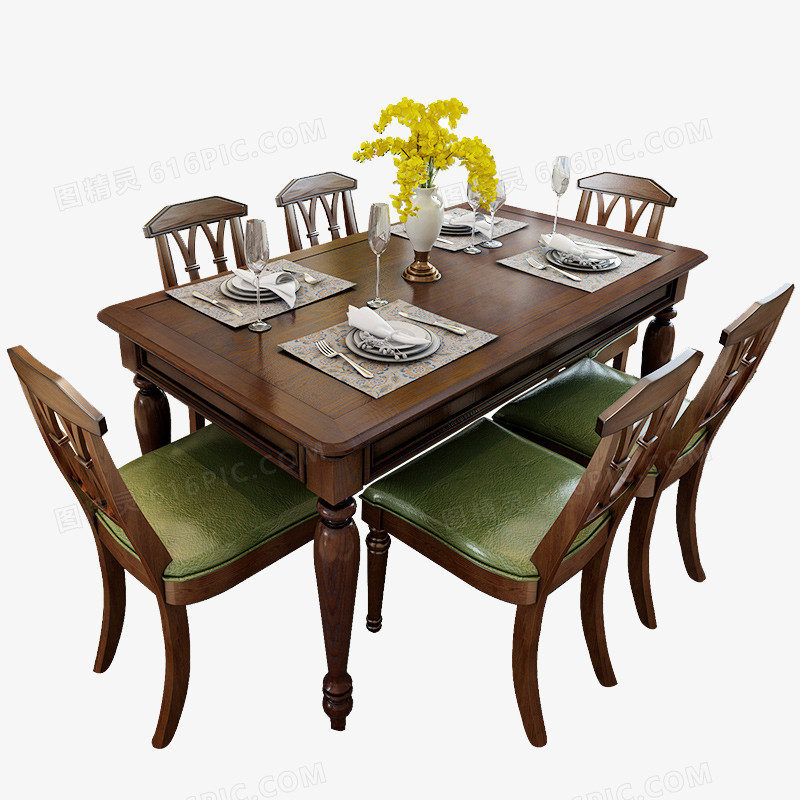 复古美式乡村实木桌子家用客厅长方形餐桌椅子