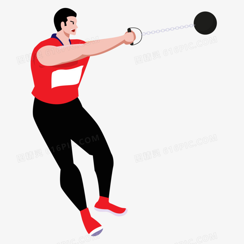 卡通手绘投掷铅球运动体育元素