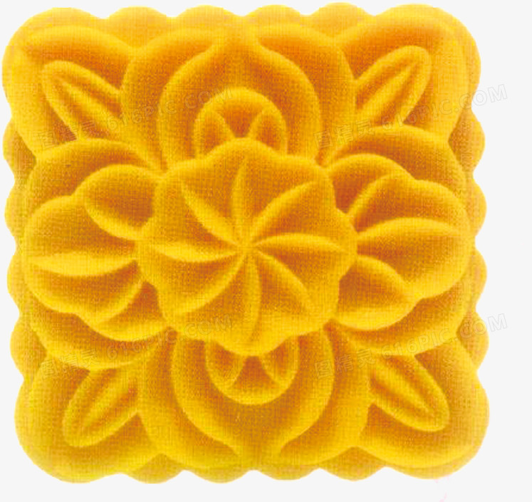 方形黄色花朵样式月饼