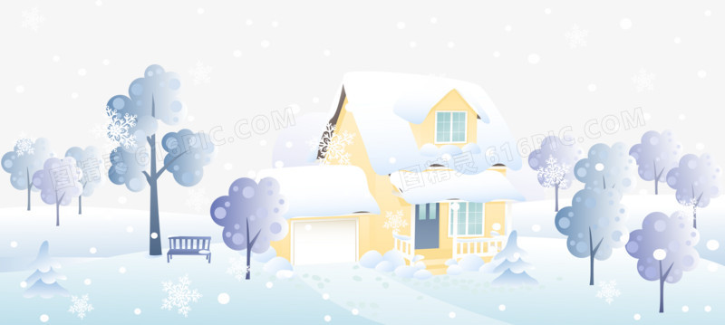 矢量雪中的房子